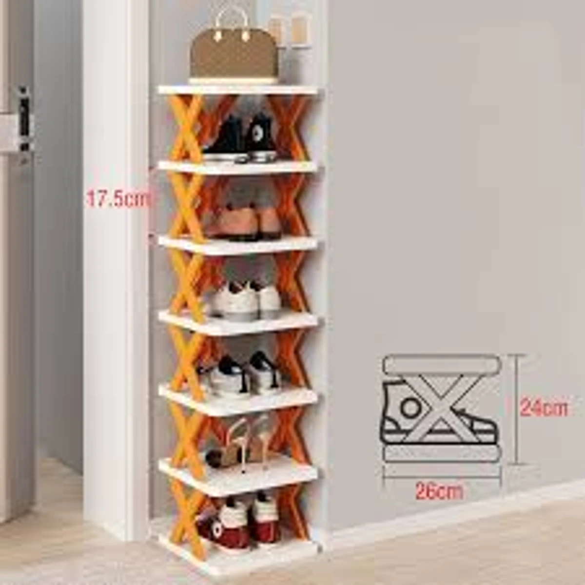 6 Line Multi-Layer Book and Shoe Rack